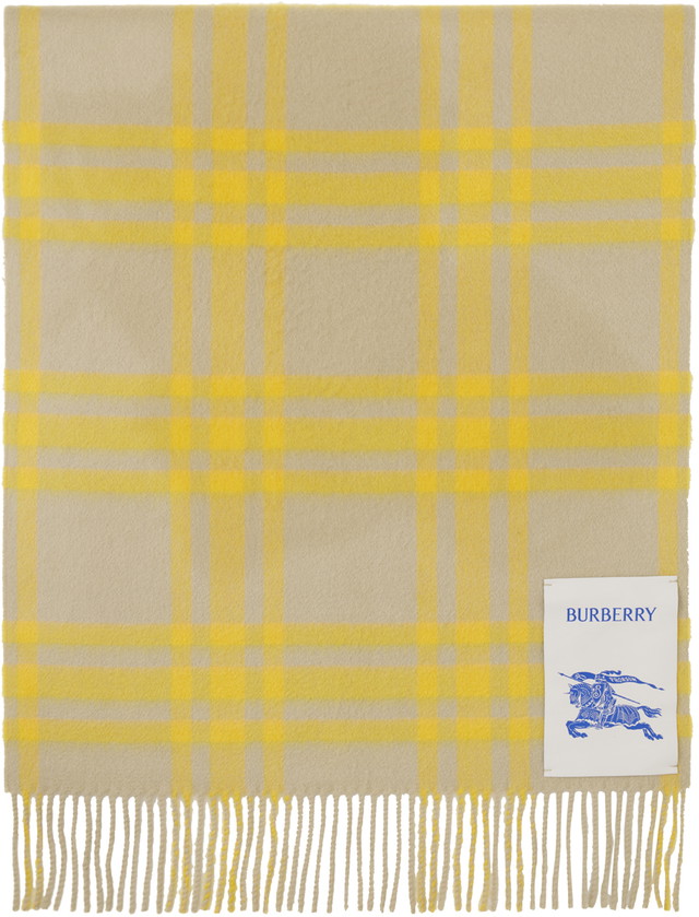 Sálak és kendők Burberry Check Scarf Green / Yellow Sárga | 8076256