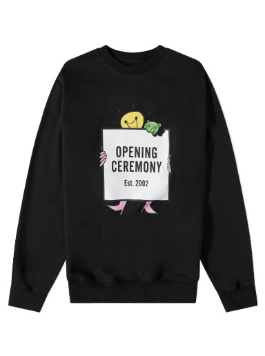 Sweatshirt Opening Ceremony Light Bulb Box Logo Crew Sweat Crew Fekete | YMBA003F21FLE003-1003