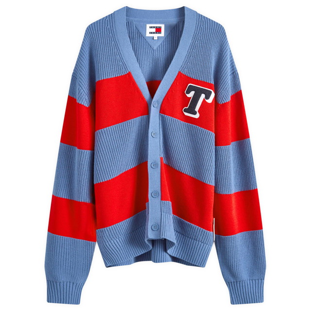 Pulóver Tommy Hilfiger Single Letter Texture Stripe Türkizkék | DM0DM18875C6C