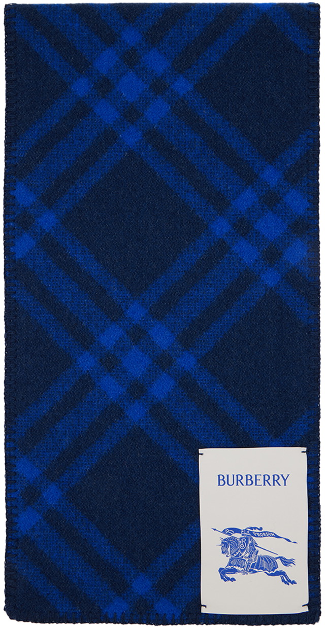 Sálak és kendők Burberry Check Wool Scarf Navy / Blue Sötétkék | 8079249