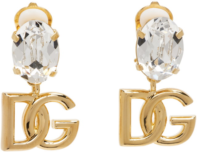 Fülbevaló Dolce & Gabbana Gold Crystal Logo Earrings Fémes | WEO8S1W1111