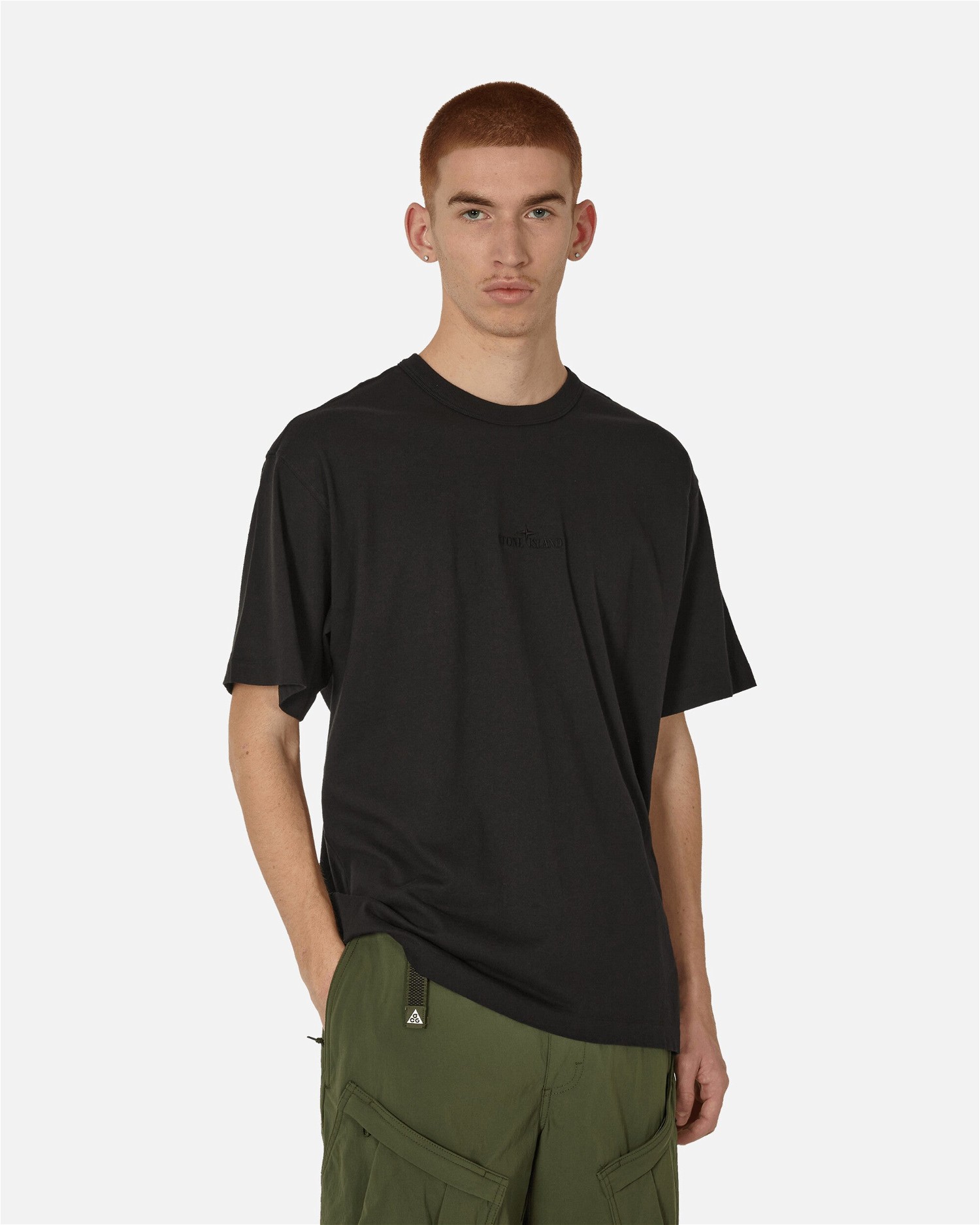 Póló Stone Island Garment Dyed Embroidered Logo T-Shirt Fekete | 801520457 V0029, 1