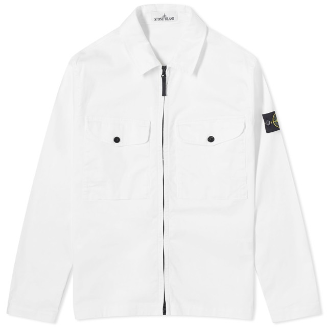 Dzsekik Stone Island Stretch Cotton Double Pocket Shirt Jacket Fehér | 801510812-V0001