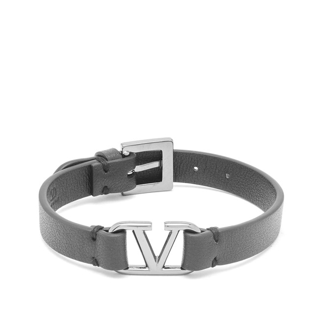 Karkötők Valentino Men's Signature Bracelet Nero Szürke | 4Y2J0M67TCZ-0NO