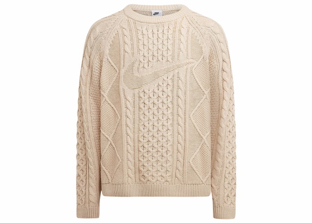 Pulóver Nike Life Cable Knit Sweater Rattan Bézs | DQ5177-206