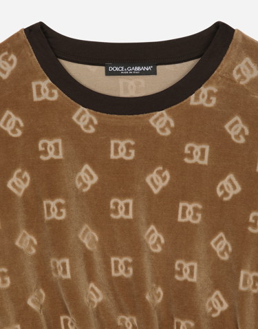Sweatshirt Dolce & Gabbana Short Chenille Sweatshirt With Jacquard Dg Logo Barna | F9R09TFJ7DLM2366, 2