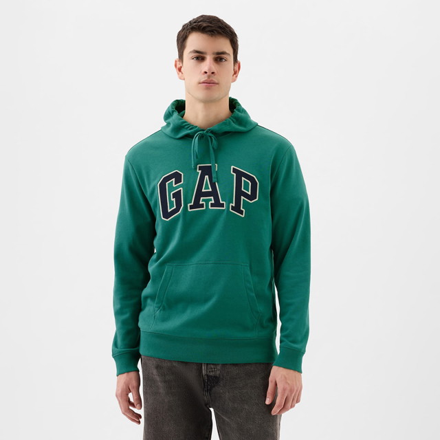 Sweatshirt GAP French Terry Pullover Logo Hoodie Jade Stone Zöld | 868460-00