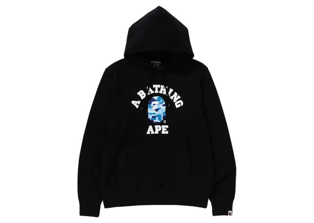 Sweatshirt BAPE BAPE ABC Camo College Organic Cotton Pullover Hoodie Black/Blue Fekete | 1K20-114-004
