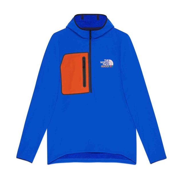 Sweatshirt Gucci The North Face x Fleece Pullover Blue/Orange Kék | 663909 ZM0C1 4394