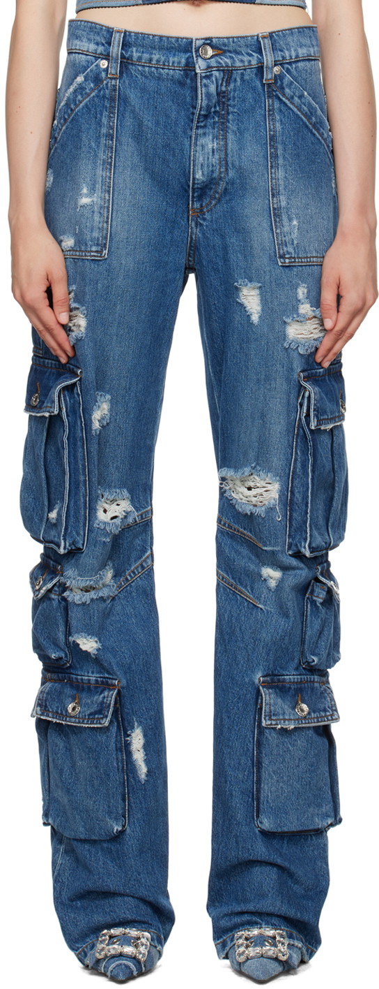 Farmer Dolce & Gabbana Blue Distressed Jeans Kék | FTCR5D G8HS7