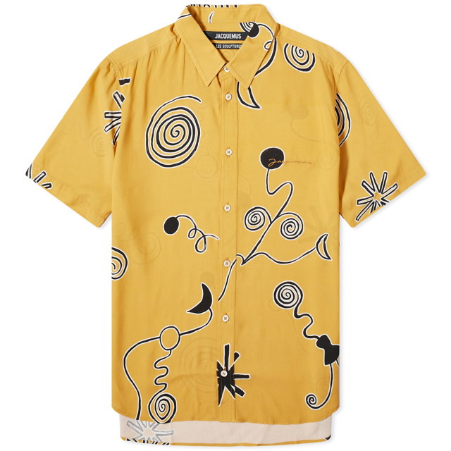 Ing Jacquemus Melo Spiral Short Sleeve Shirt Sárga | 24E245SH006-1002-7AW