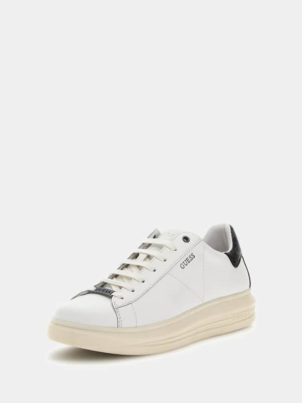 Ruházat GUESS Vibo Mixed-Leather Sneakers Fehér | FM8VIBFAP12