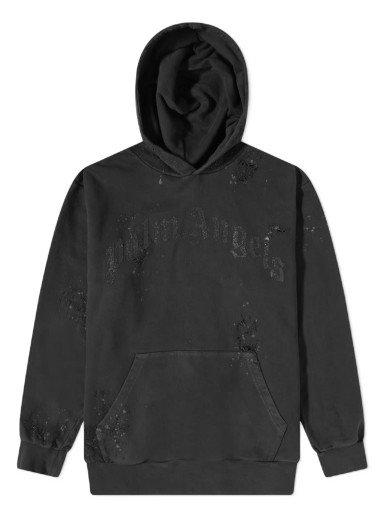 Sweatshirt Palm Angels Glittered Logo Popover Hoody Fekete | PMBB117F22FLE0041010