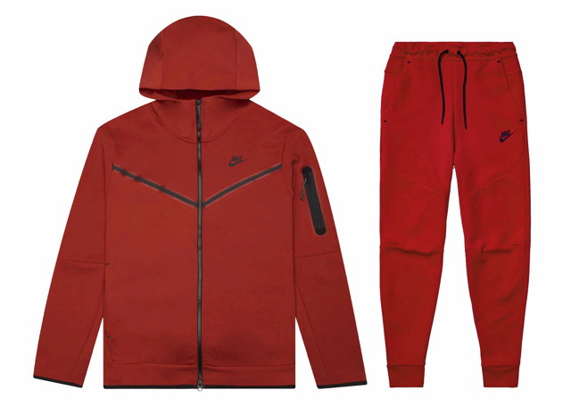 Sweatshirt Nike Sportswear Tech Fleece Full Zip Hoodie & Joggers Set Gym Red/Black 
Piros | CU4489-687/CU4495-687