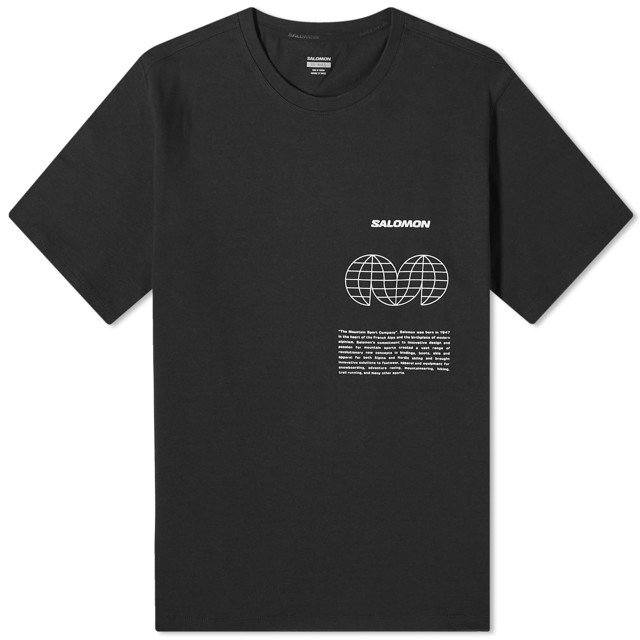 Póló Salomon Men's Globe Graphic SS Tee Deep Black Fekete | LC2249000