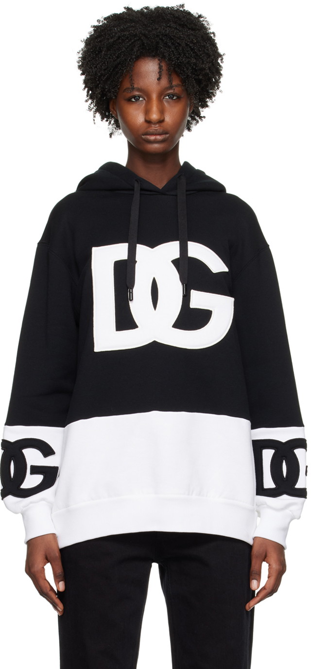 Black & White Appliqué Hoodie