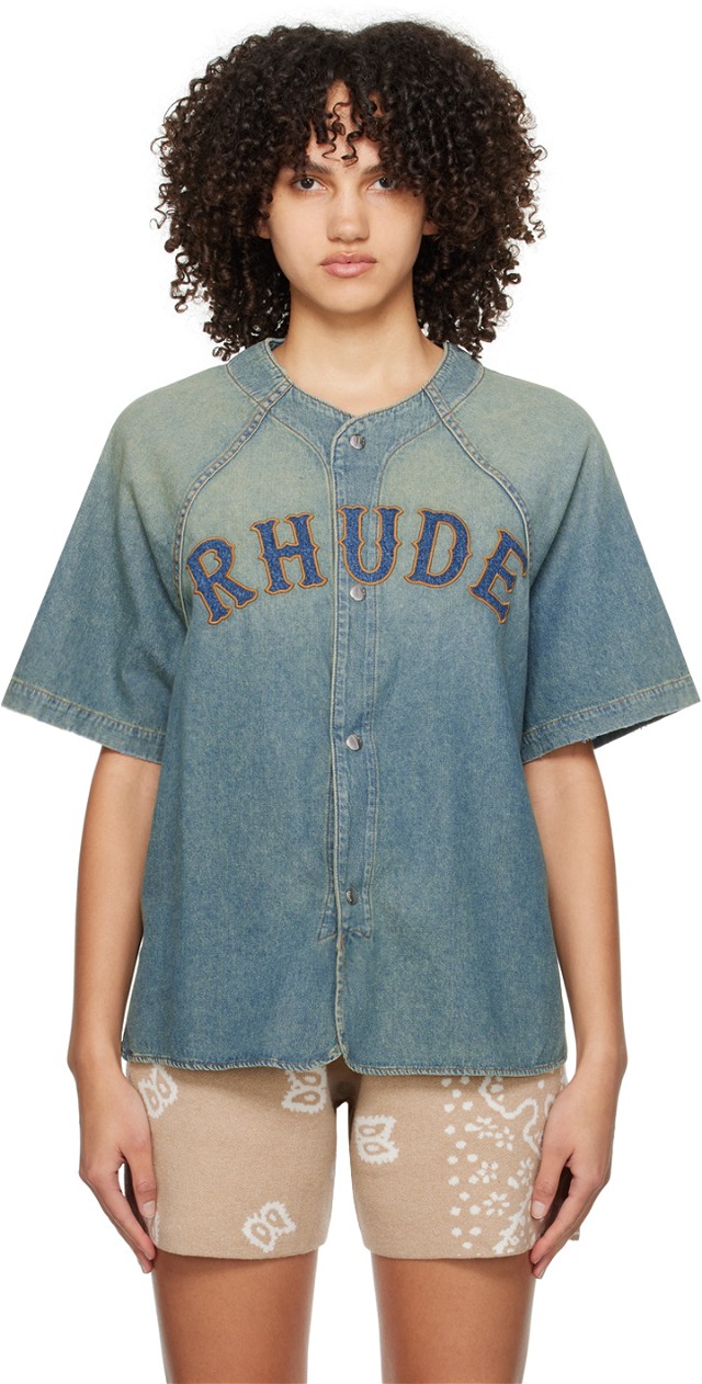 Ing Rhude Faded Denim Shirt Kék | RHPS24SR02012305