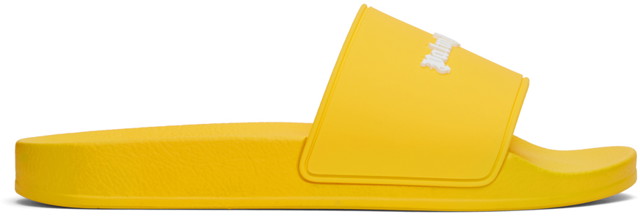 Sneakerek és cipők Palm Angels Yellow Logo Pool Slides Sárga | PMIC011F24MAT0016565