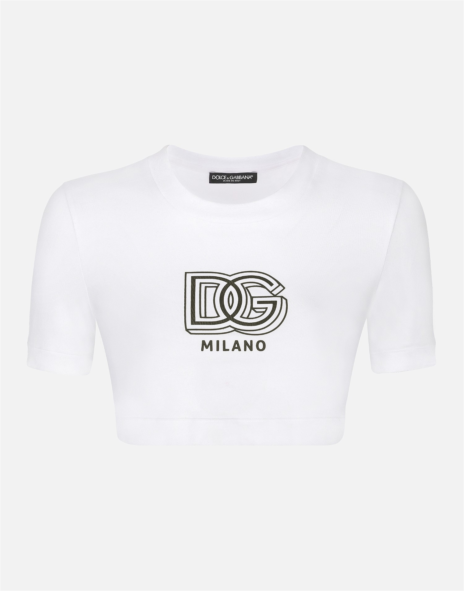 Crop topok Dolce & Gabbana Cropped Jersey T-shirt With Dg Lettering Fehér | F8U78TGDB6TW0800, 0