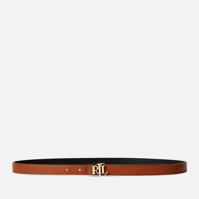 Övek Polo by Ralph Lauren Lauren Ralph Lauren Women's Reversible 20 Skinny Belt - Black/Lauren Tan - XL Barna | 412912038001