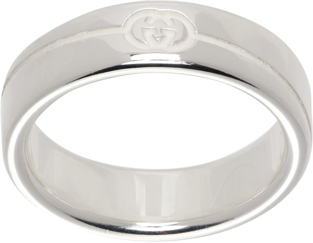 Ruházat Gucci Silver Diagonal Interlocking G Ring Szürke | 774052 J8400