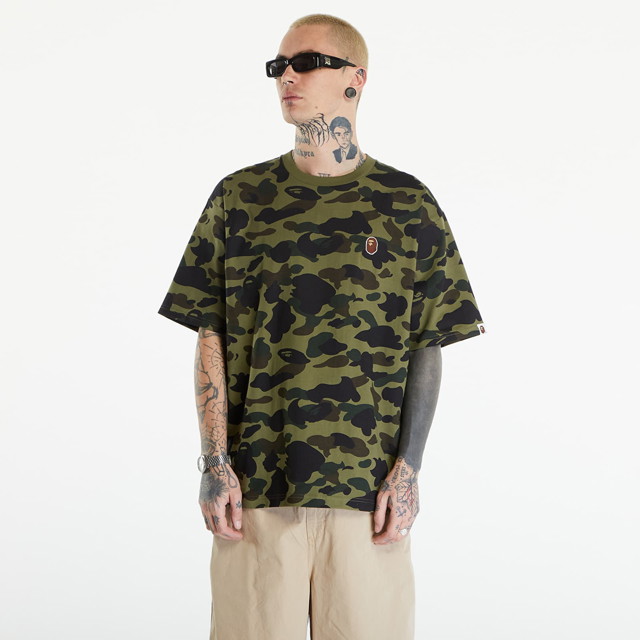 Póló BAPE A BATHING APE 1St Camo One Point Tee リラックス Green Zöld | 001CSK301006M GRN