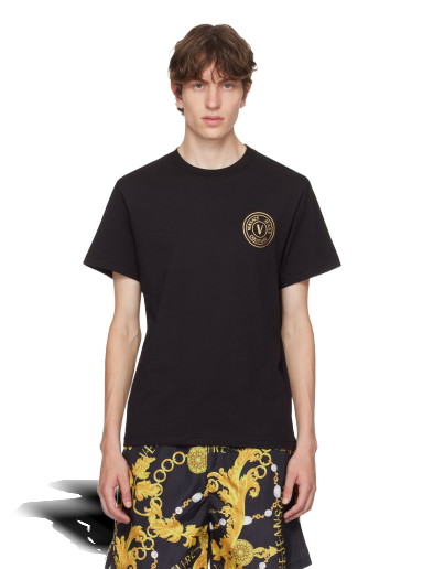 Póló Versace Jeans Couture V-Emblem T-Shirt Fekete | E75GAHT06_ECJ00T