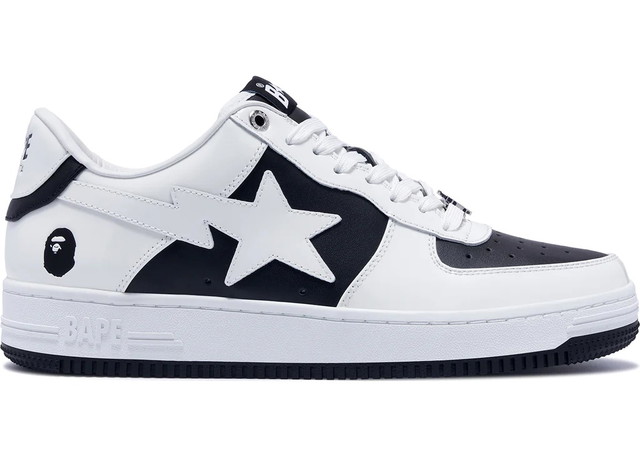 Sneakerek és cipők BAPE A Bathing Ape Bape Sta Low #6 Black Fehér | 1K30-191-328-BLK/001FWK301328M-BLK