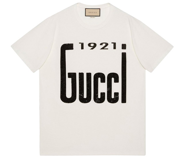 Póló Gucci 1921 Crytsal T-shirt White Fehér | 615044XJDZT