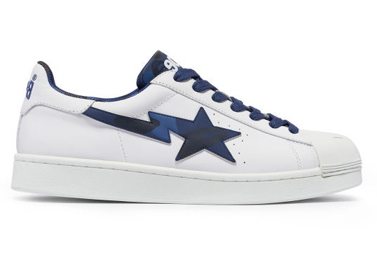 Sneakerek és cipők BAPE A Bathing Ape Skull Sta White Navy Fehér | 1J20191007-NVY