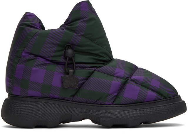 Ruházat Burberry Black & Purple Check Pillow Boots Fekete | 8074739