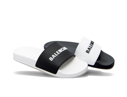 Sneakerek és cipők Balenciaga Pool Slides Logo White Black Alternate Fekete | 565826W1S889010