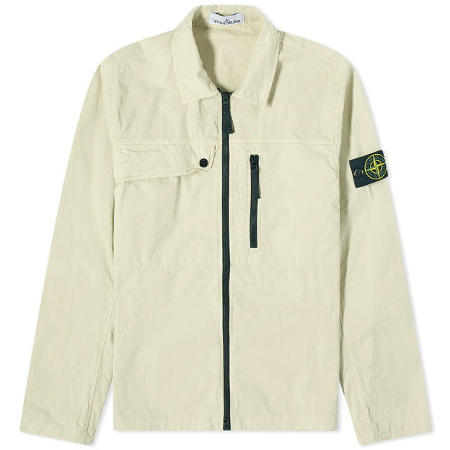 Dzsekik Stone Island Supima Cotton Twill Stretch-TC Zip Shirt Jacket Bézs | 801510210-V0051