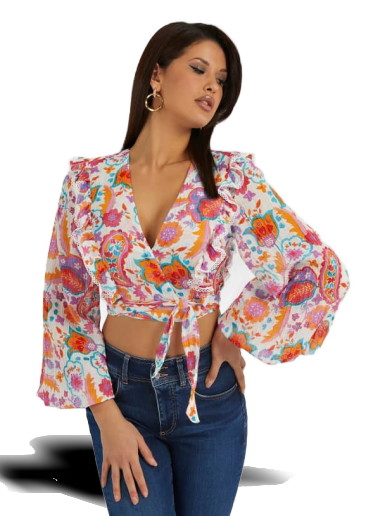 Póló GUESS Floral Print Blouse Többszínű | W3YH96WE340