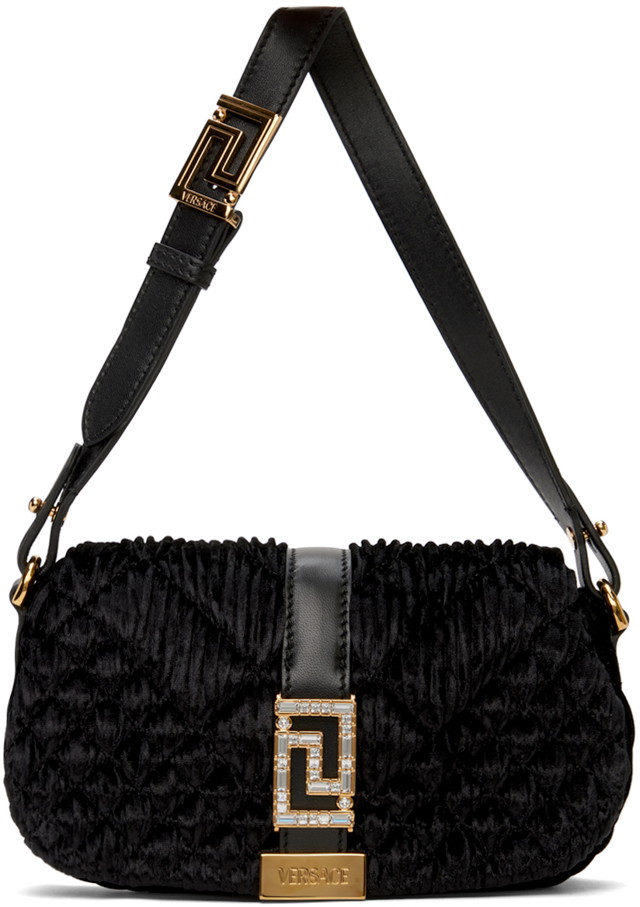 Kézitáskák Versace Black Greca Goddess Velvet Mini Bag Fekete | 1010951_1A09619_1B00V