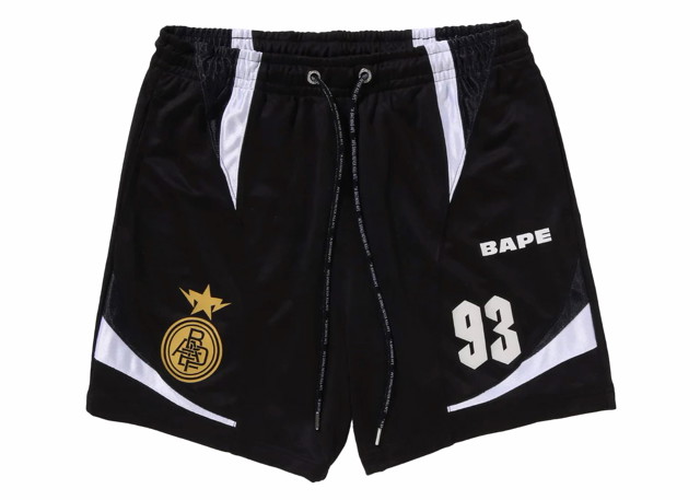 Rövidnadrág BAPE BAPE Multi Logo Relaxed Fit Soccer Shorts Black Fekete | 1K80-153-303