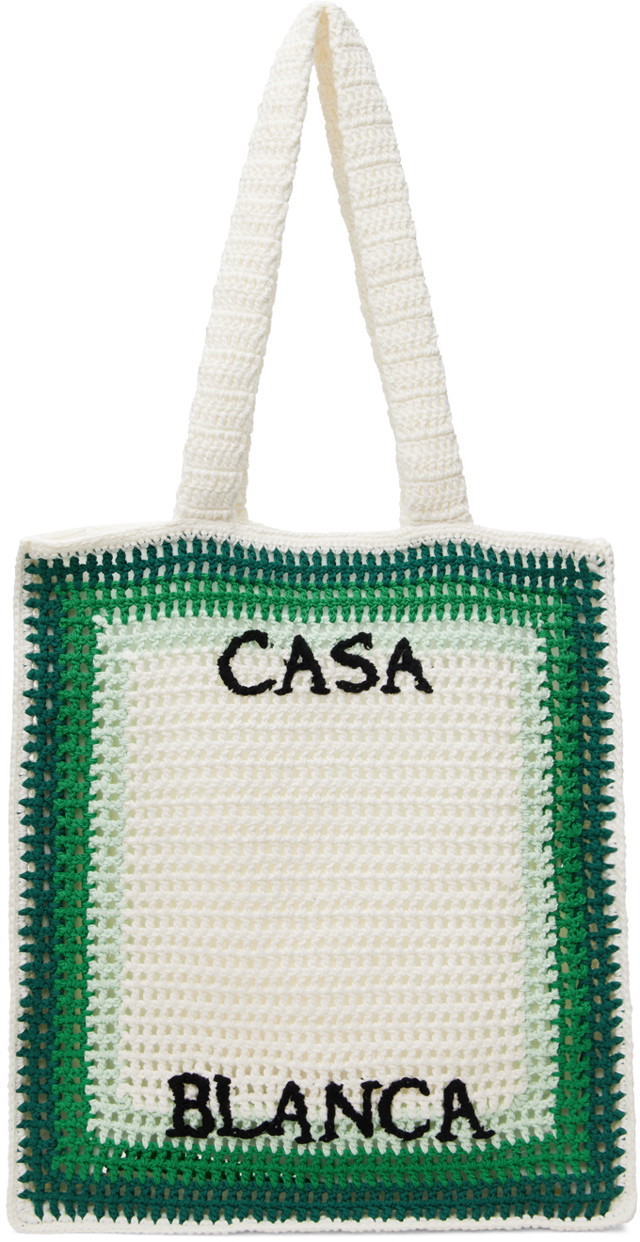 Vászontáskák Casablanca Crochet Tote Bag Zöld | APS24-BAG-082-01