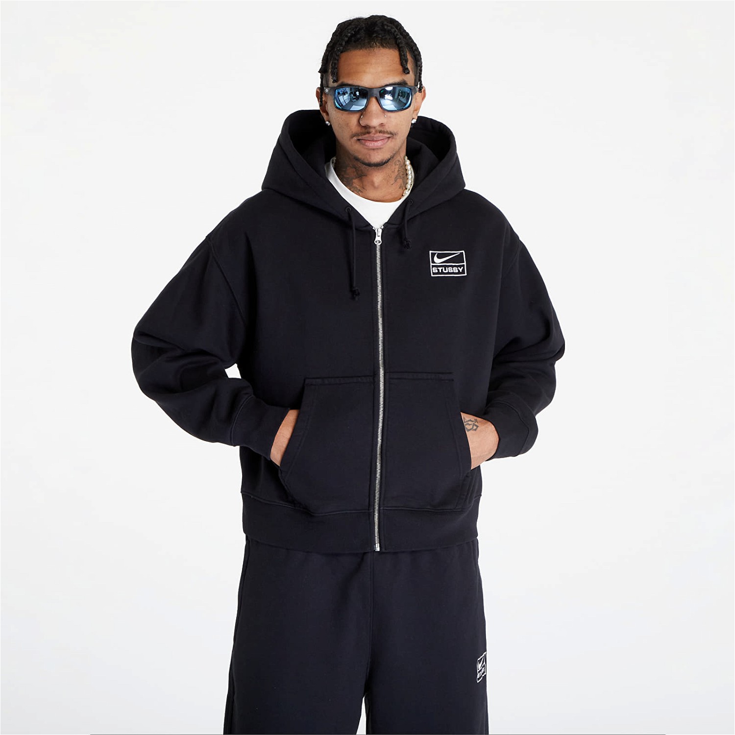 Sweatshirt Nike Stüssy NRG x Full-Zip Fleece Hoodie Fekete | FJ9175-010, 0