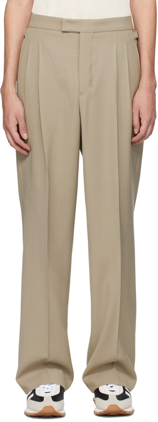 Nadrág AMI Pleated Trousers Bézs | HTR419.VI0007