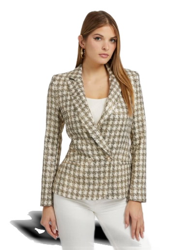 Kabátok GUESS Check Blazer Bézs | W3YN46WFKS0