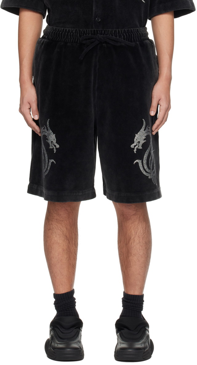 Rövidnadrág Alexander Wang Dragon Crystal Hotfix Shorts Fekete | UCC1244090