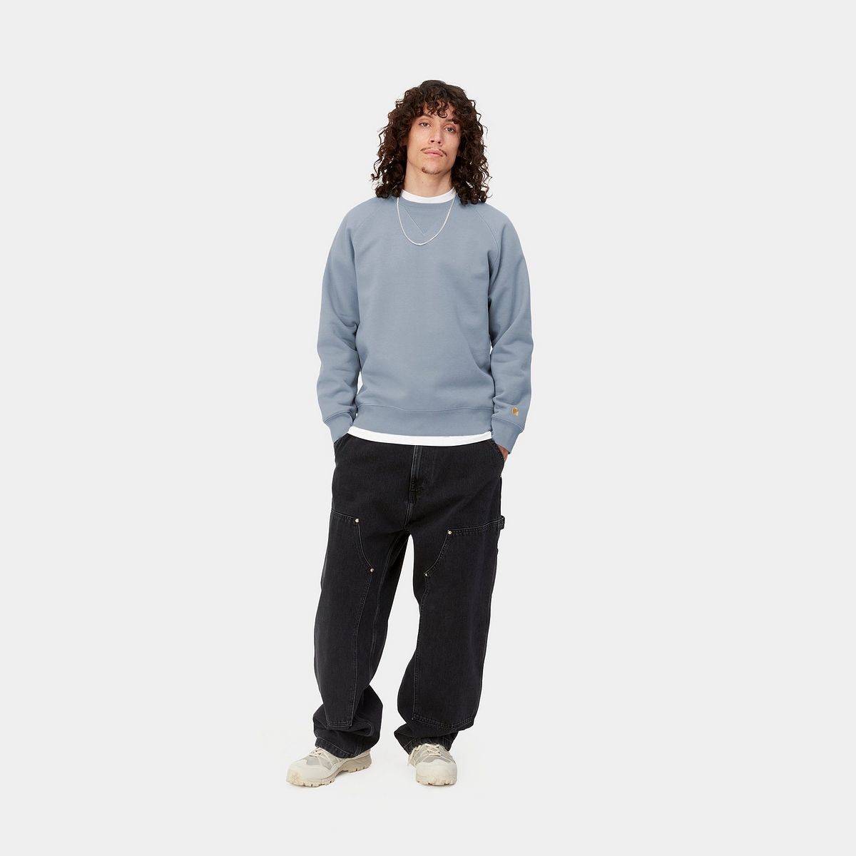 Sweatshirt Carhartt WIP Chase Sweatshirt "Mirror / Gold" Kék | I026383_1R2_XX, 1