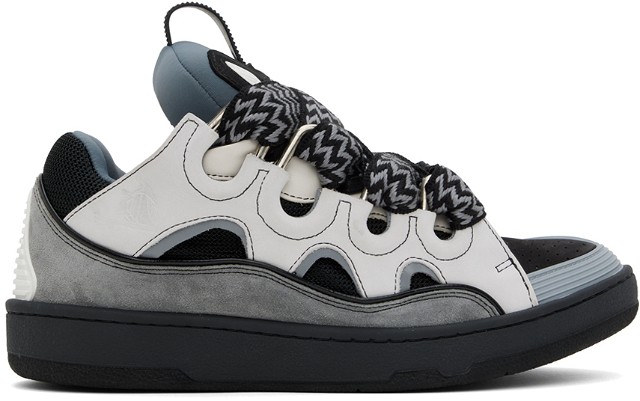 Sneakerek és cipők LANVIN Leather Curb Sneakers "Gray" Szürke | FM-SKRK11-TONE-P24