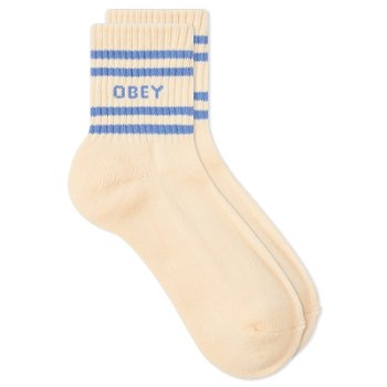 OBEY Women's Coop Logo Sock in Unbleached/Hydrangea | END. Clothing 200260070-UBL