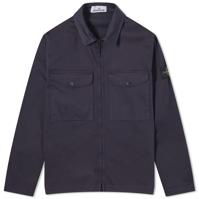 Dzsekik Stone Island Men's Stretch Cotton Double Pocket Shirt Jacket Sötétkék | 801510812-V0020