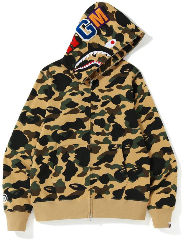 Sweatshirt BAPE 1st Camo Shark Full Zip Hoodie Sárga | 001ZPJ801009M-YEL