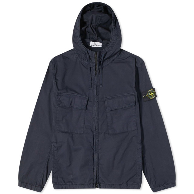 Dzsekik Stone Island Supima Cotton Twill Stretch-TC Hooded Jacket Sötétkék | 801542610-V0020