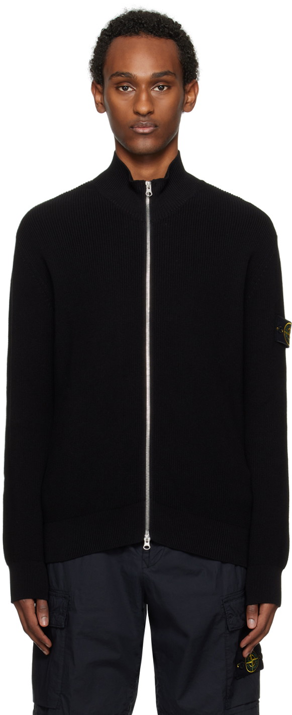 Pulóver Stone Island Patch Sweater Fekete | 8015526D8
