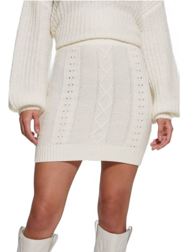 Cable Knit Sweater Mini Skirt
