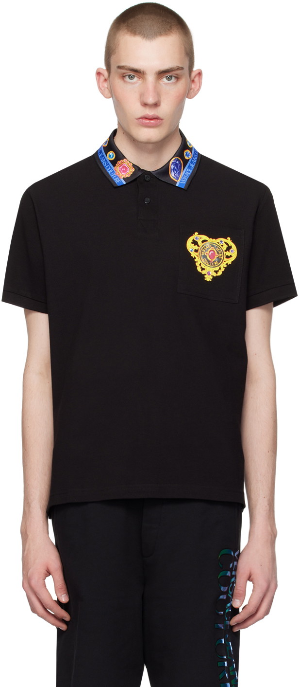 Ing Versace Jeans Couture Black Heart Couture Polo Fekete | E76GAGT11_ECJ01T